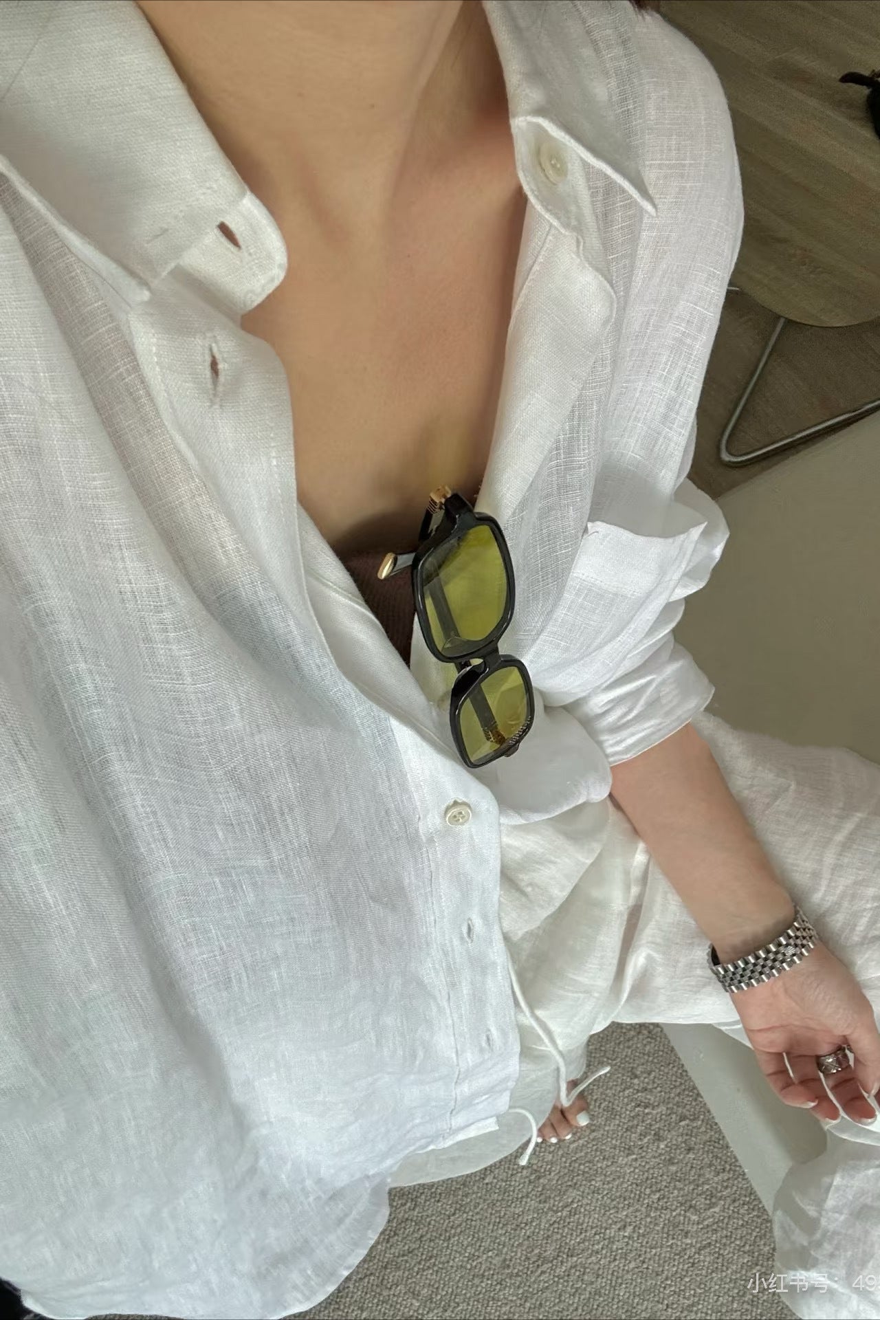 SOERA Beatrice Linen Loose Fit Long Sleeve Blouse - Blouse -  White S