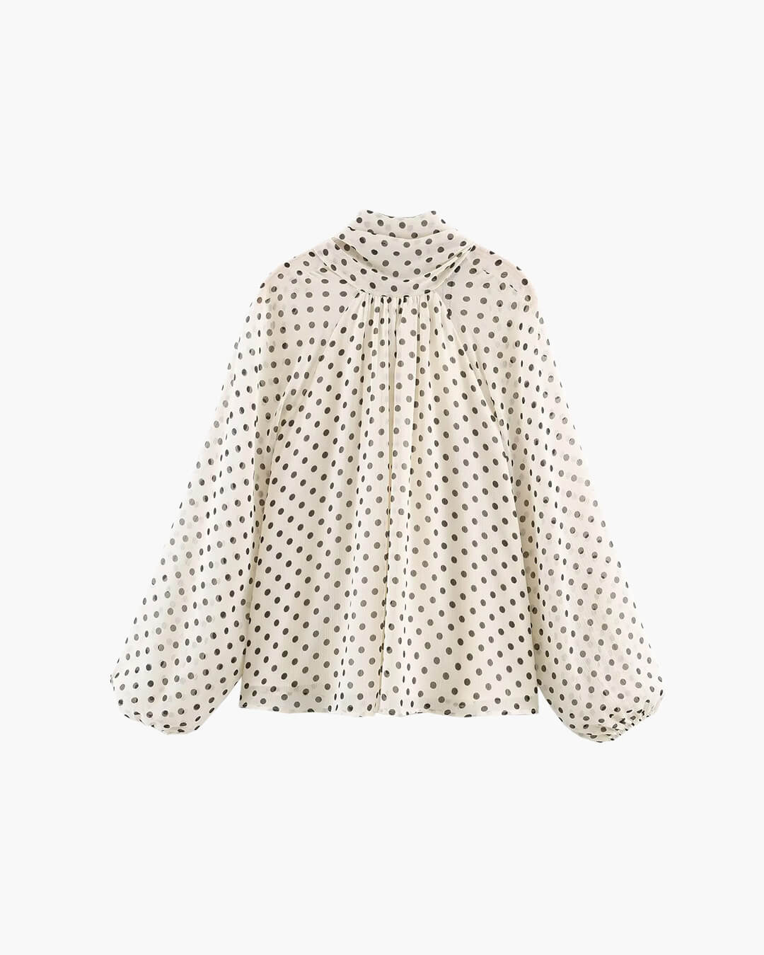 SOERA Sofia High Collar Polka Dot Blouse - Blouse -  White M