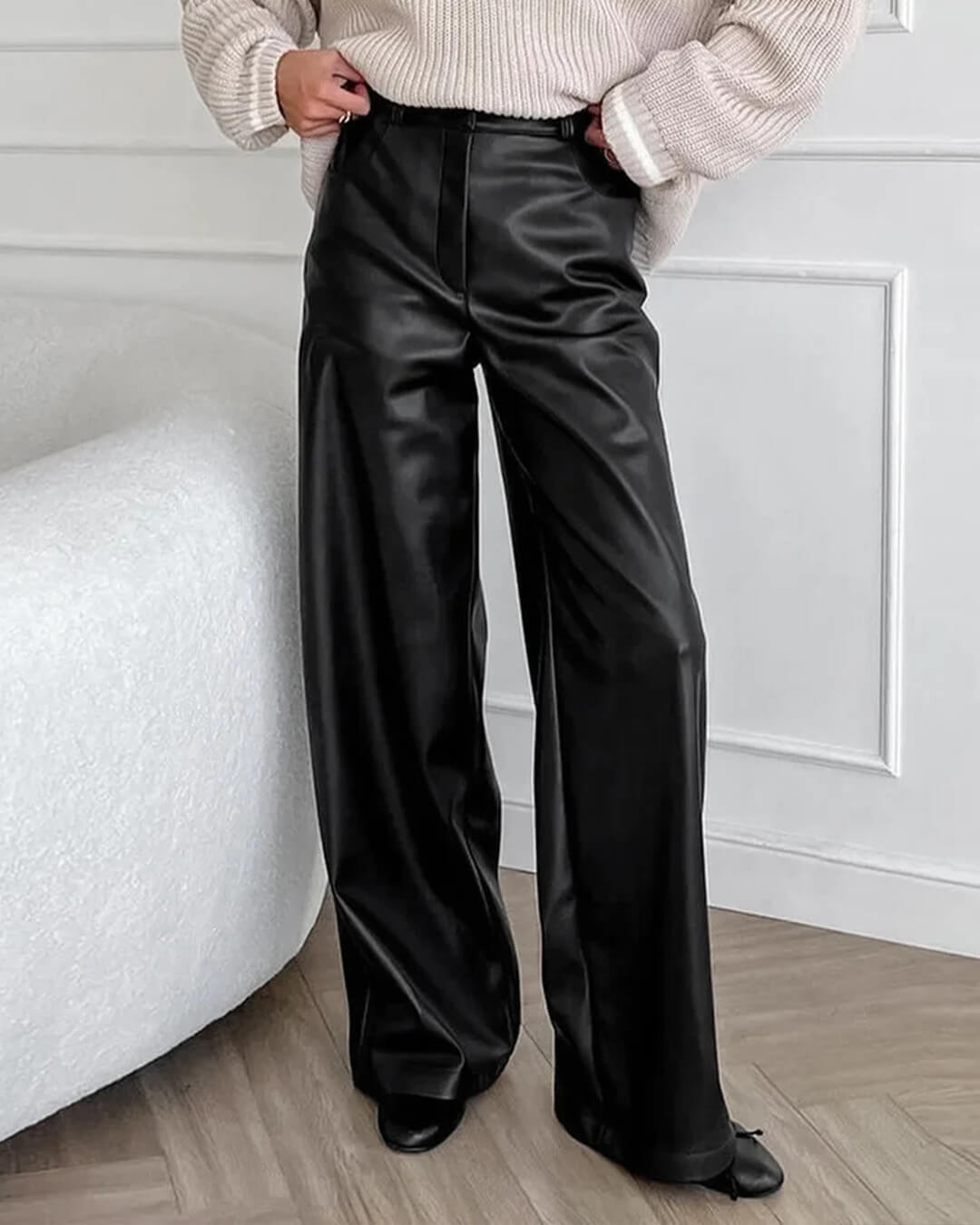 SOERA Ada Wide Leg Leather Pants - Bottoms - jW1770383550816578792 M
