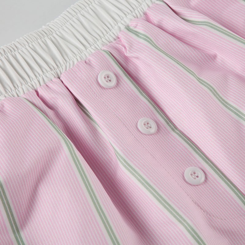 SOERA Liesel Striped Poplin Boxer Shorts - Bottoms -  Pink L