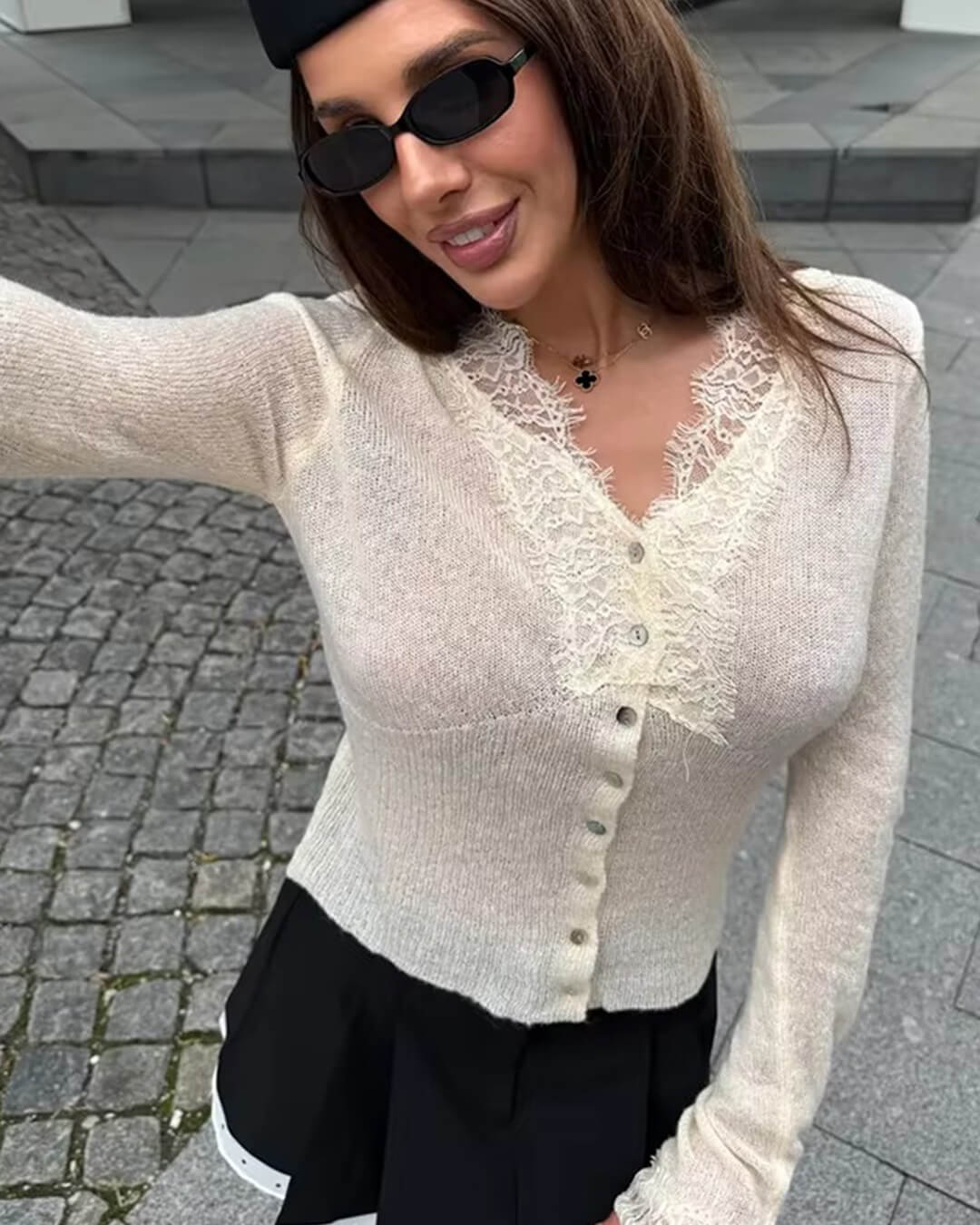 SOERA Aurelie Knitted Lace Cardigan - Cardigans - 1005007717662399-;lM1764877298329507853 White One Size