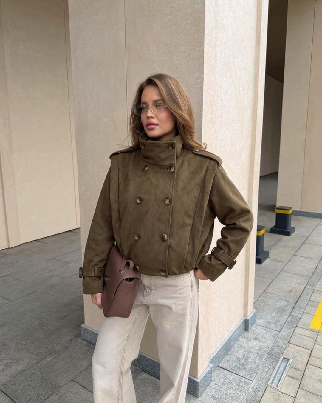 SOERA Amelia Retro Faux Suede Cropped Trench - Coat - SOERA-354243-ASP-M-21315 M