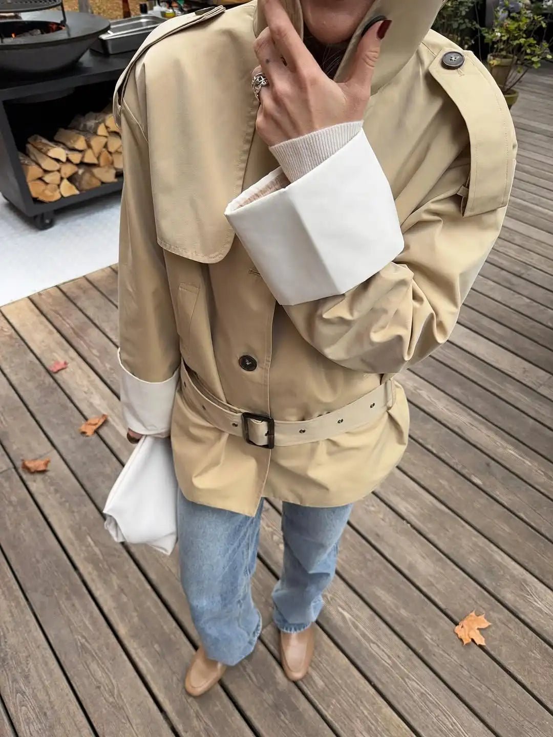 SOERA Brenda Contrast-Cuff Trench Jacket - Coats & Jackets - 1005010739339130-;Tx1772135167150166440 S