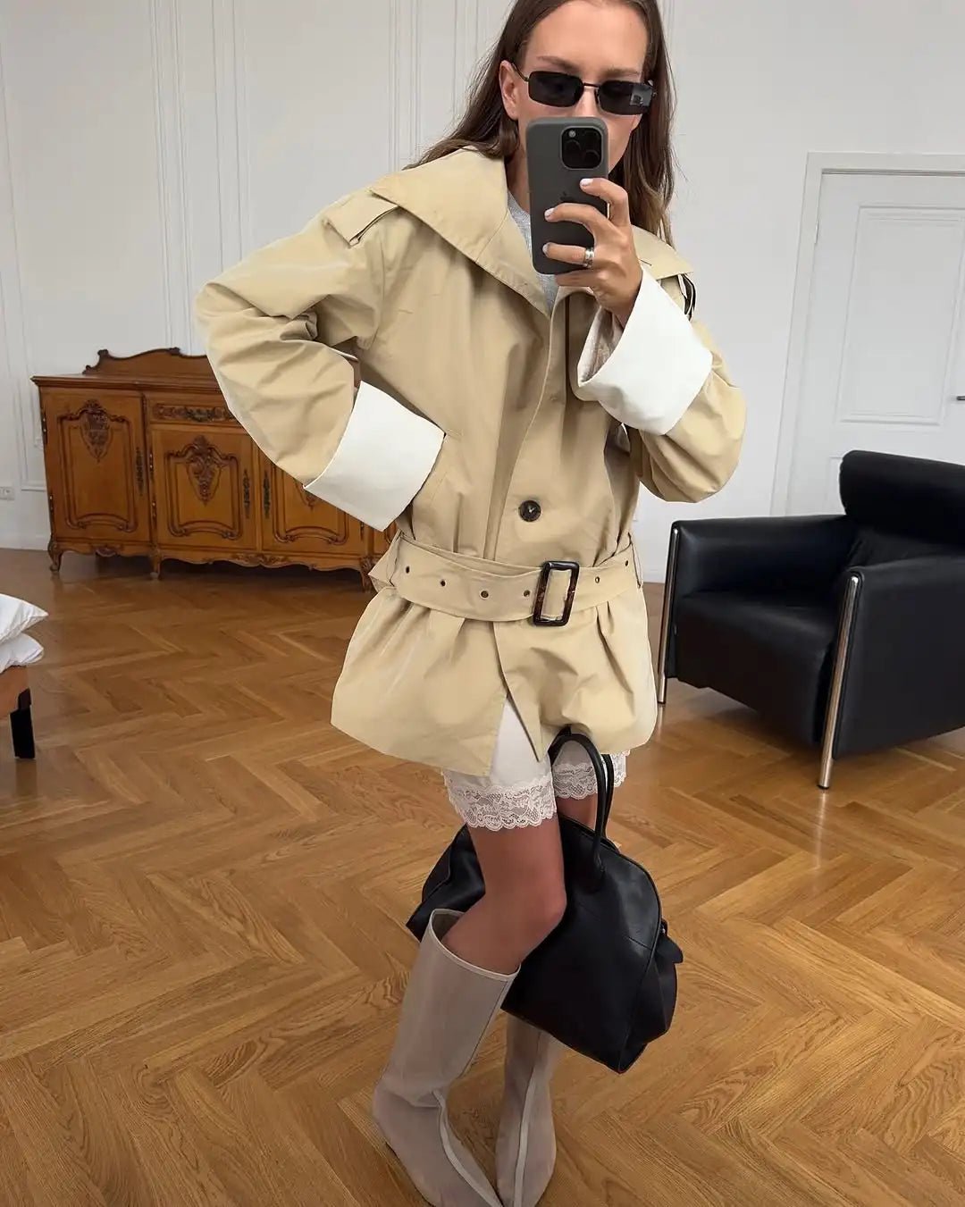 SOERA Brenda Contrast-Cuff Trench Jacket - Coats & Jackets - 1005010739339130-;Tx1772135167150166440 S