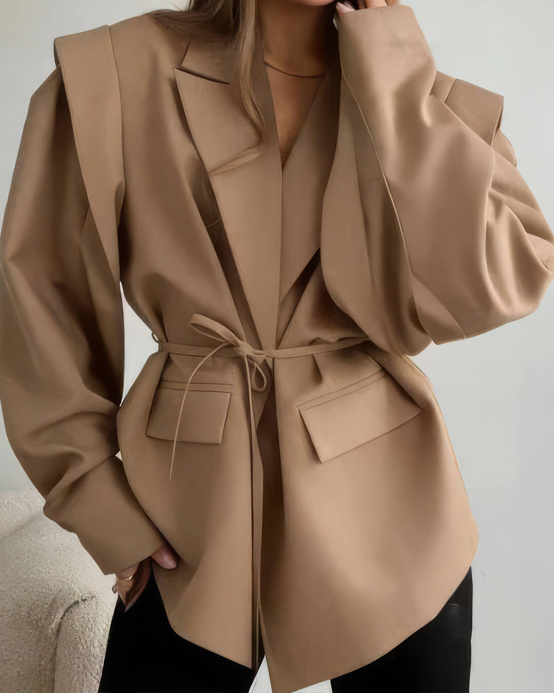 SOERA Leandra Wide Sleeves Belted Blazer - Coats & Jackets -  Camel S