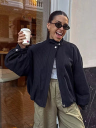 Blouson Bomber à Rayures Magnolia