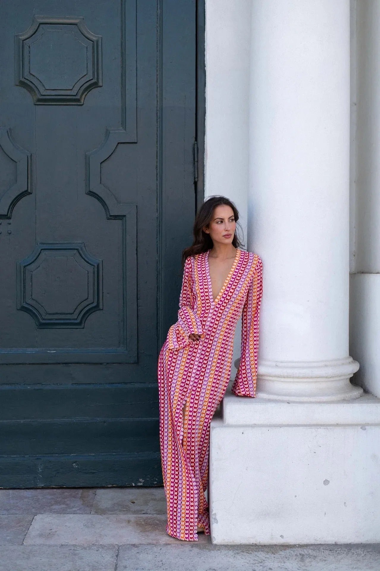 SOERA Beatrice Crochet Stripe Maxi Dress - Dress - SOERA-367811-S-LOTUS-21955 Pink S