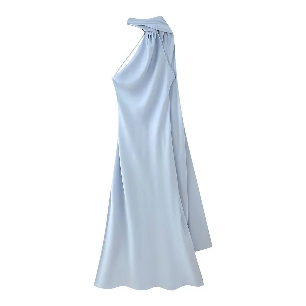 SOERA Beatrice Halter Backless Silk Satin Maxi Dress - Dress -  Light Blue S