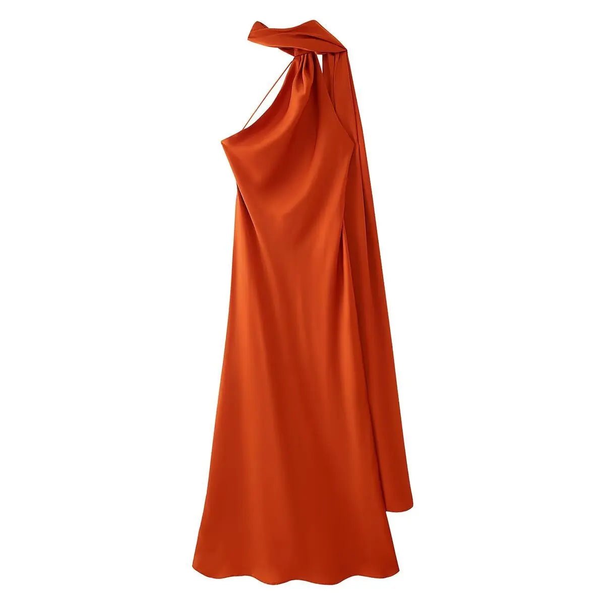SOERA Beatrice Halter Backless Silk Satin Maxi Dress - Dress -  Orange S