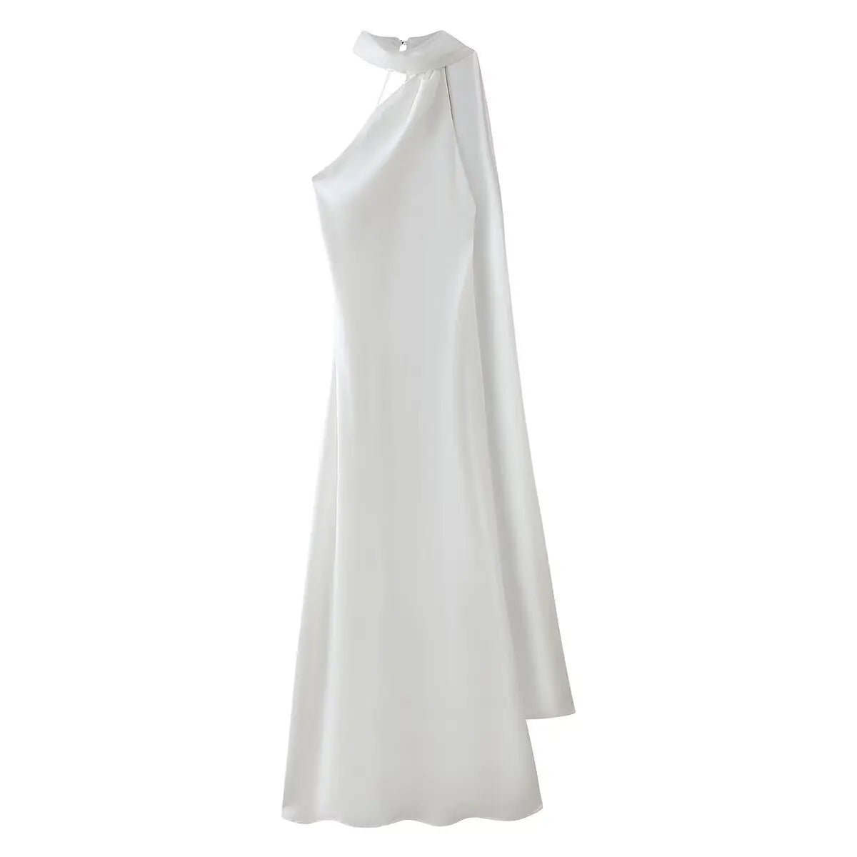 SOERA Beatrice Halter Backless Silk Satin Maxi Dress - Dress -  White S