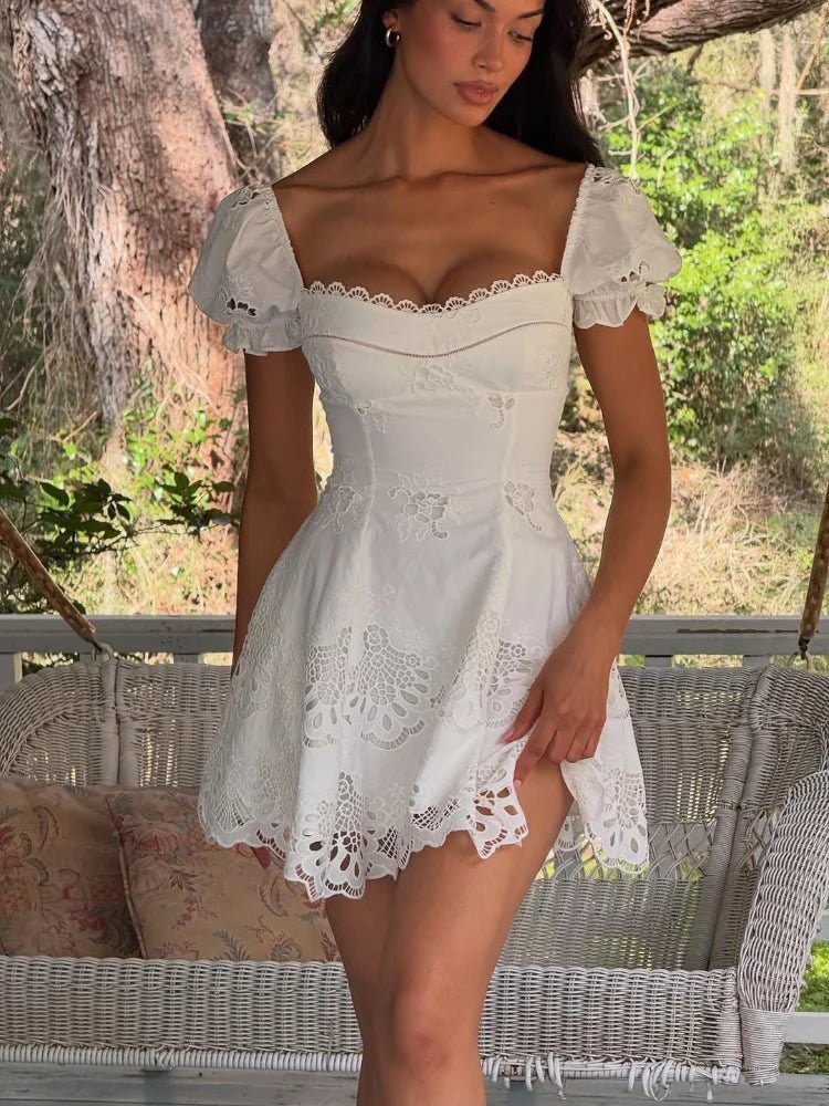 SOERA Beatrice Lace Hollow-Out Mini Dress - Dress -  XS