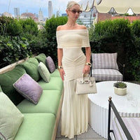 Robe maxi froncée double épaisseur Bella