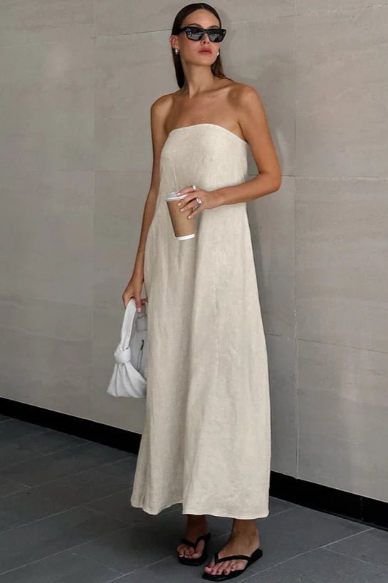 SOERA Bianca Strapless Backless Maxi Dress - Dress -  Khaki M