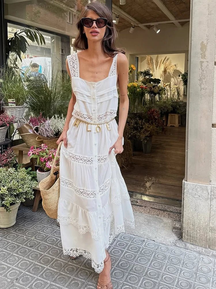 SOERA Bianca Tiered Lace Patchwork Maxi Dress - Dress -  XS