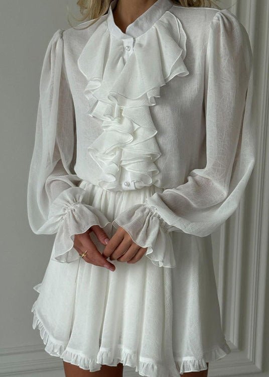 SOERA Brigitte Ruffled Mini Dress - Dress -  White S