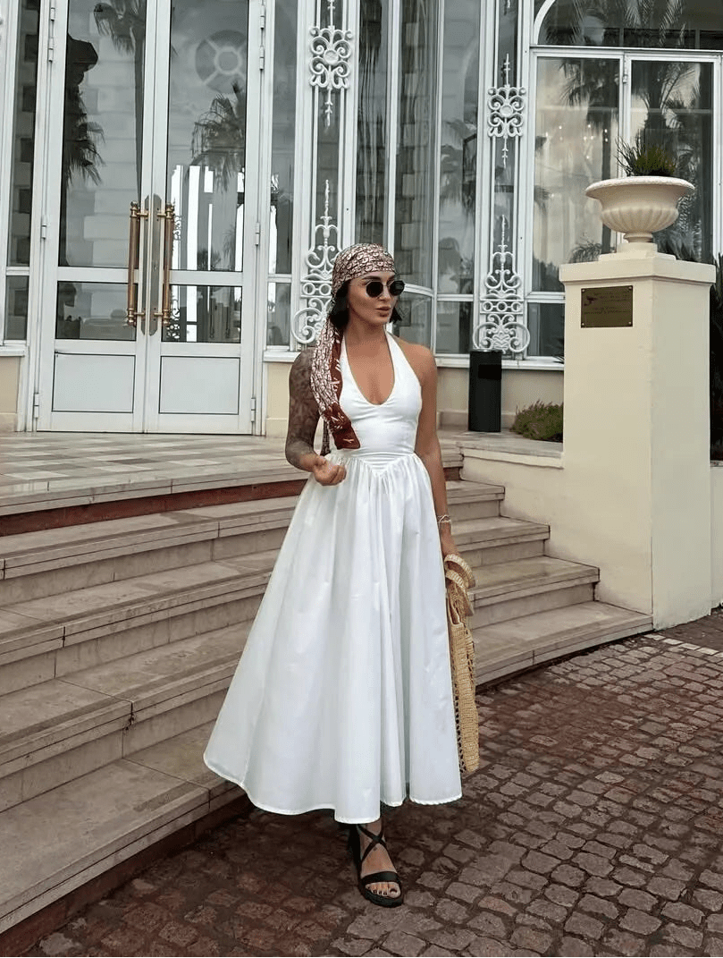 SOERA Celeste Halter Midi Dress - Dress -  White S