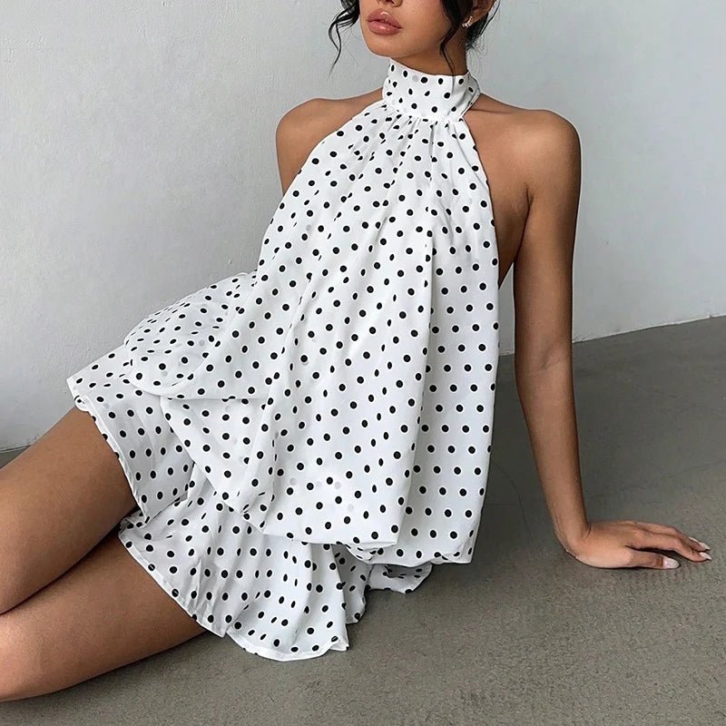 SOERA Eden Halter Backless Mini Dress - Dress -  Polka Dot S