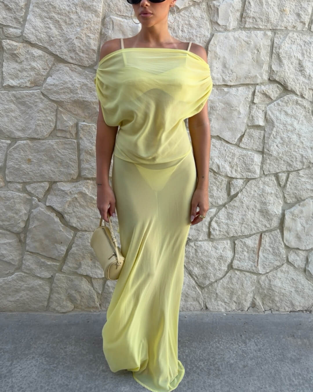 SOERA Iris Backless Mesh Maxi Dress - Dress - SOERA-615875-YEL-S-95203 Yellow S