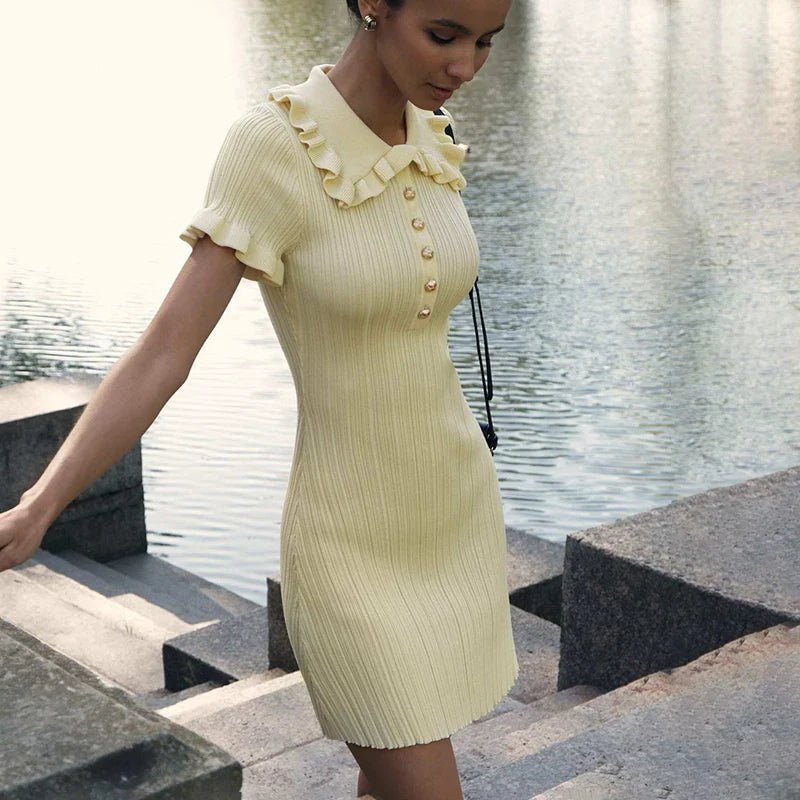 SOERA Iris Featherlight Ruffle Mini Dress - Dress -  Yellow XS