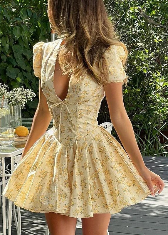 SOERA Iris V-Neck Mini Dress - Dress - SOERA-988547-YEL-L-79075 L
