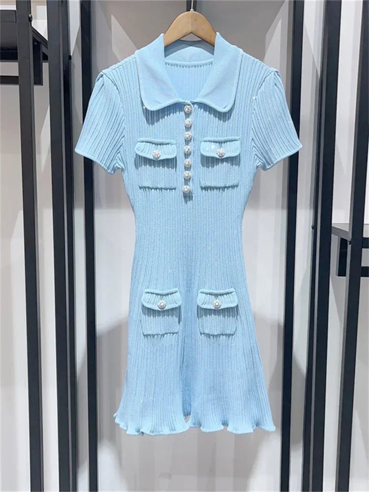 SOERA Katya Sequin Knit Mini Dress - Dress -  Blue M