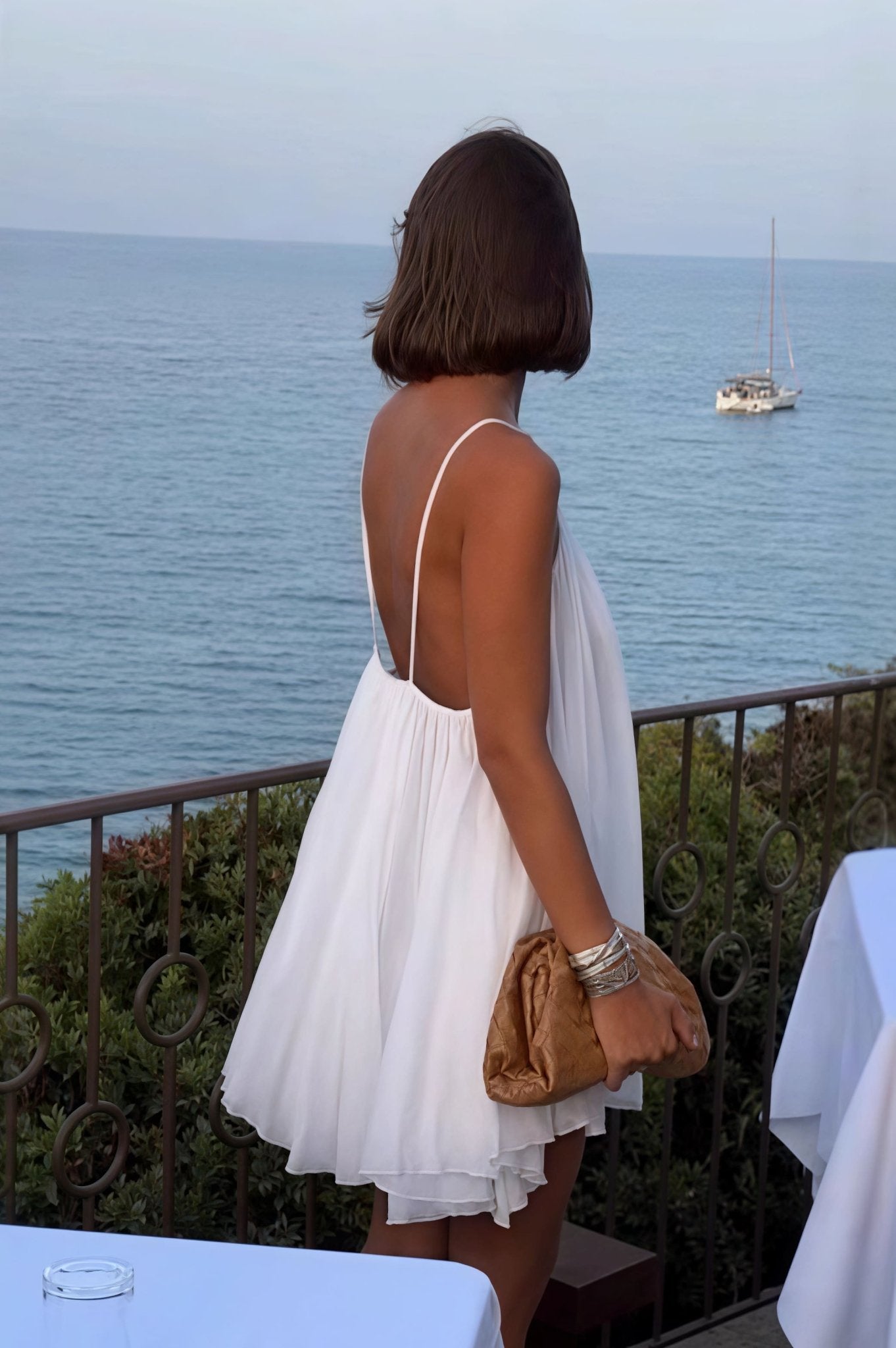 SOERA Lavinia Spaghetti Strap Flowy Mini Dress - Dress -  White S