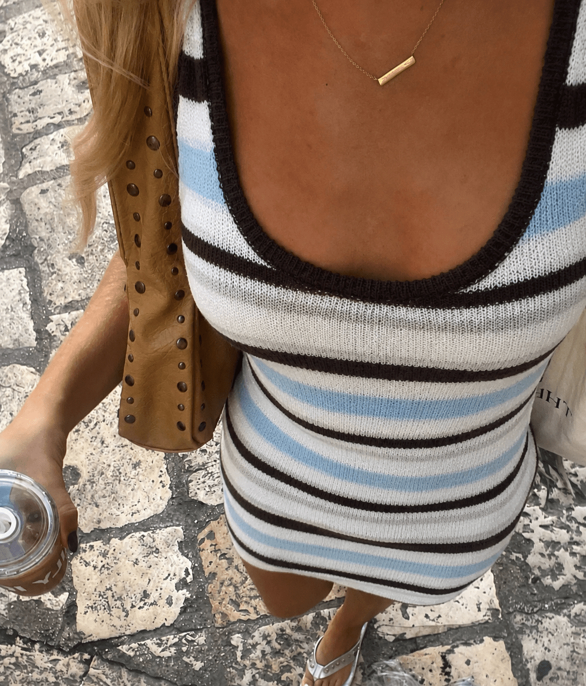SOERA Marlene Striped Mini Dress - Dress - SOERA-956483-AZU-S-76387 Azul Pastel S