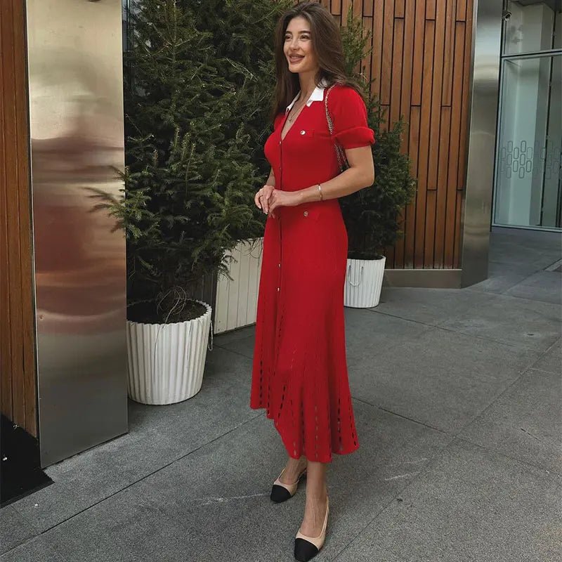 SOERA Sophia Knitted Dress - Dress -  Red XS
