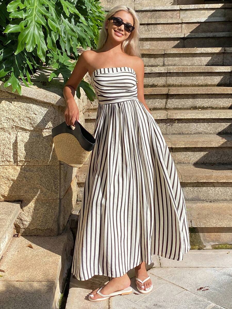 SOERA Sophia Ruched Stripe Tube Dress - Dress - SOERA-102787-MAR-XS-89123 XS
