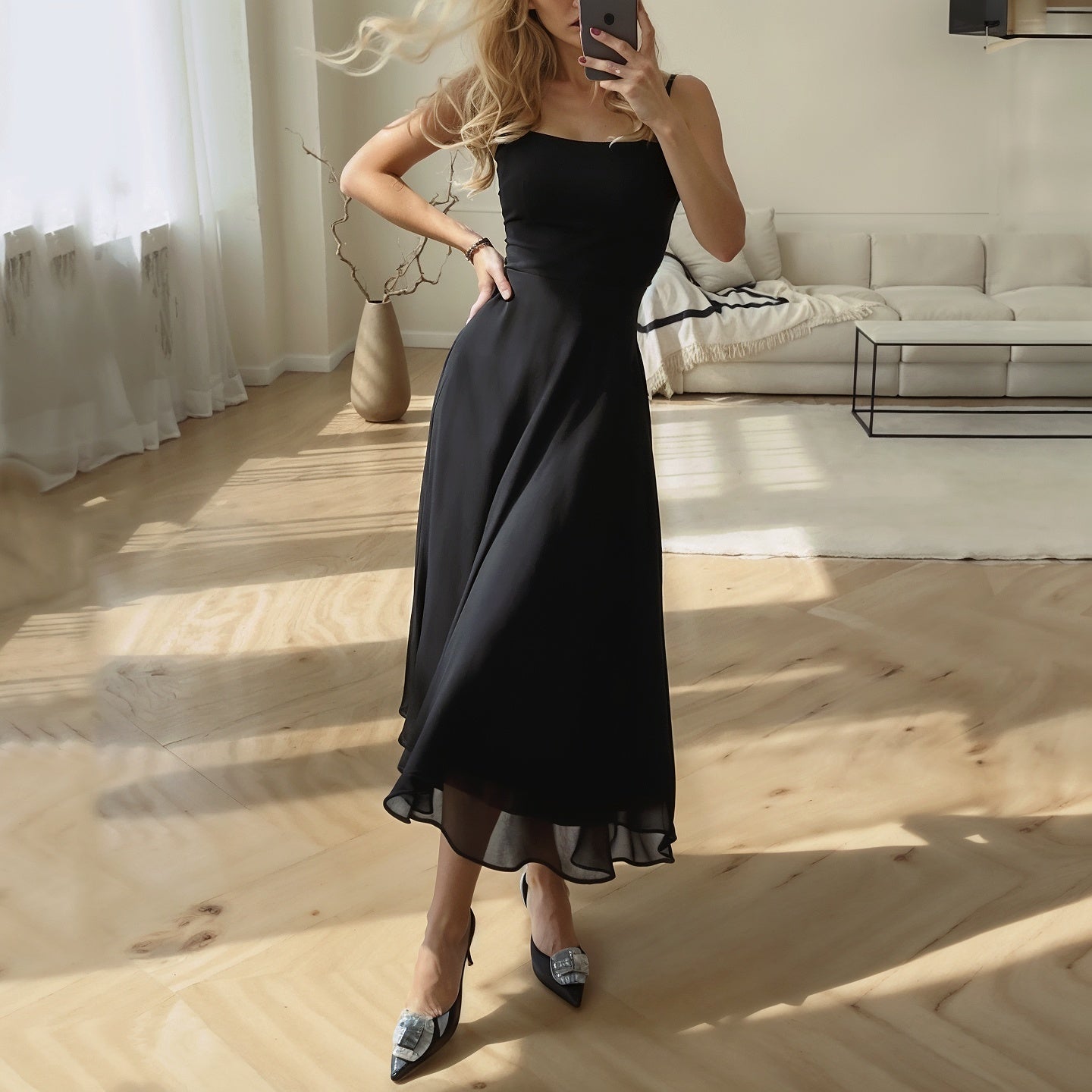 SOERA Sophia Sleeveless Midi Dress - Dress -  Black XS