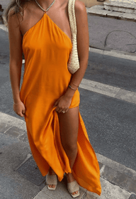 Claudia pailletten halter maxi jurk