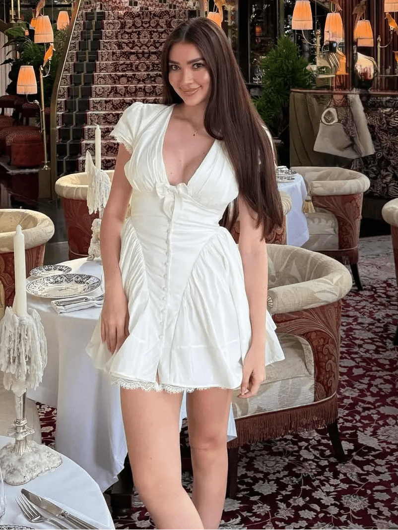 SOERA Beatrice Bow V-Neck Mini Dress - Dresses -  Pink M