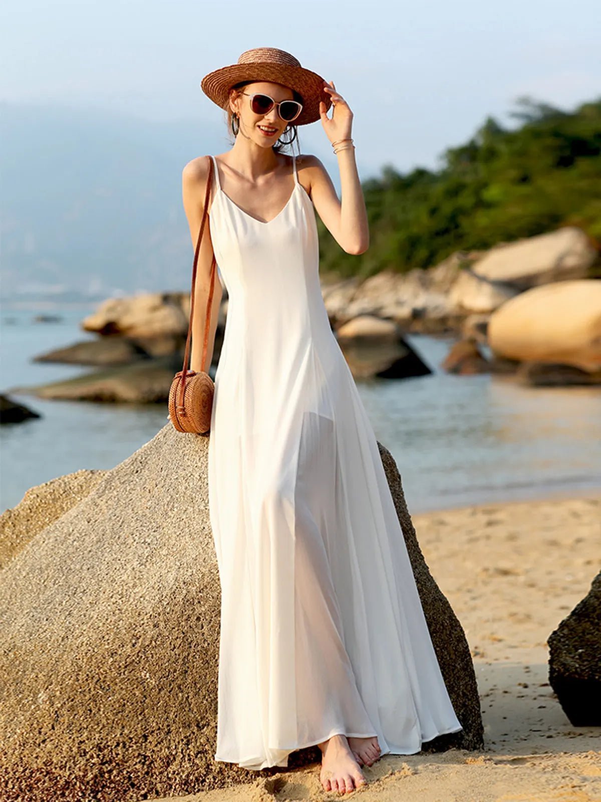 SOERA Bianca V-Neck Backless Cami Long Dress - Dresses -  XS