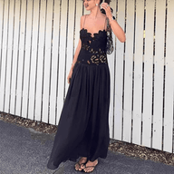 Celeste kanten mesh halter avondjurk