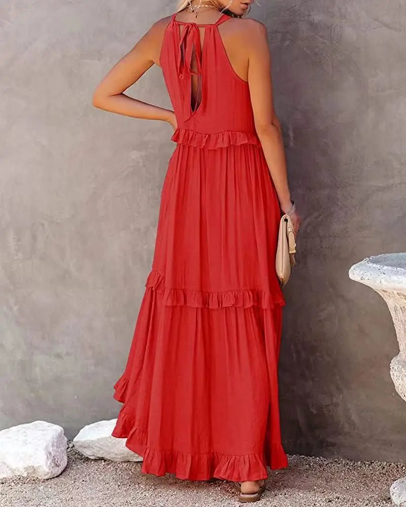 SOERA Celeste Ruffle Hem Beach Maxi Dress - Dresses -  Tangerine S