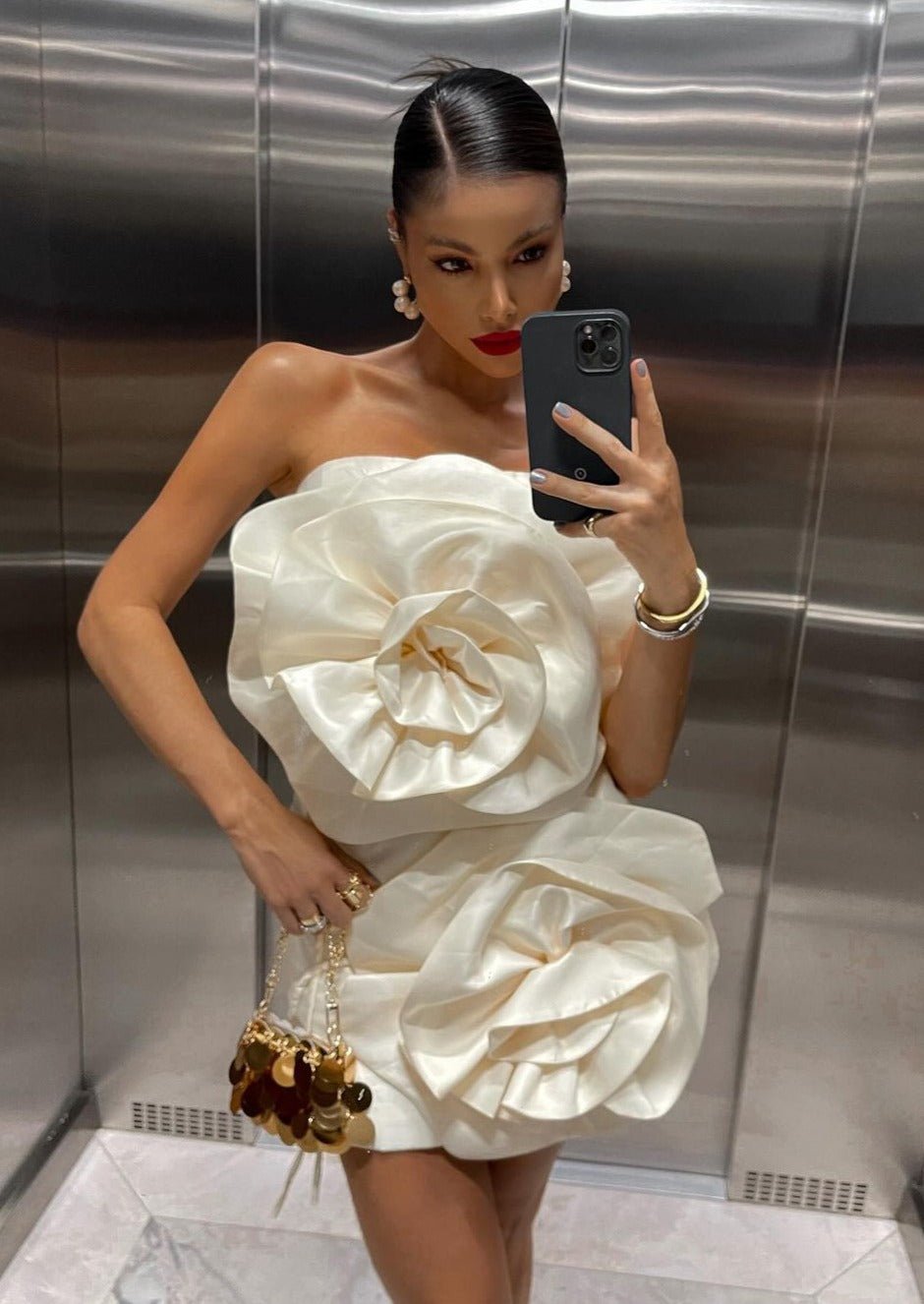 SOERA Feliz Strapless 3D Floral Mini Dress - Dresses -  White S