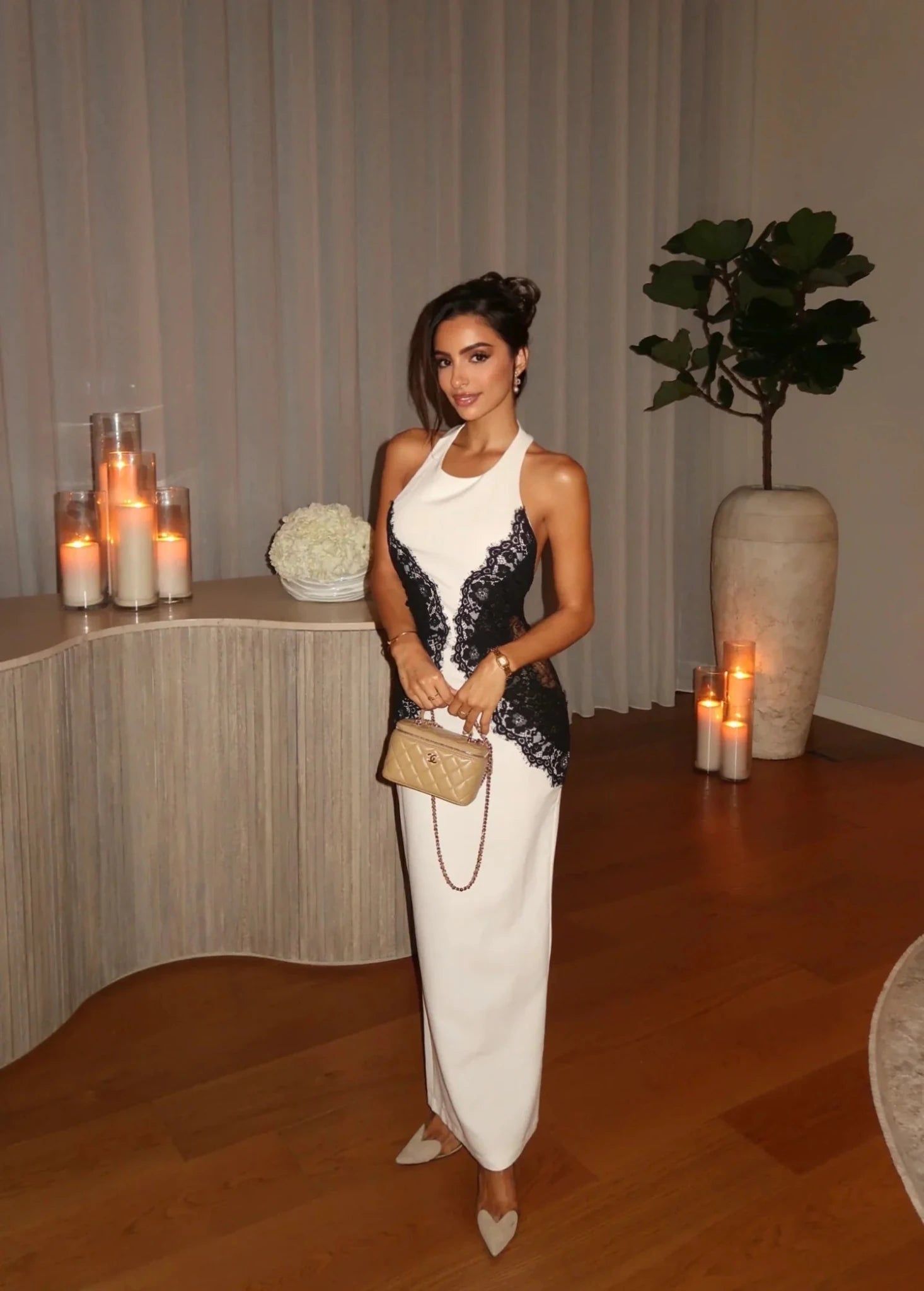 SOERA Kaye Lace Halter Neck Maxi Dress - Dresses -  White L