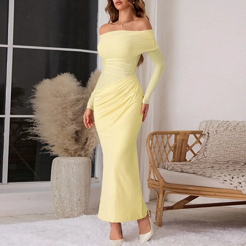 SOERA Lizy Long Sleeve Mesh Maxi Dress - Dresses - 1005008319705746-;cQ1769140532688345967 Yellow XS