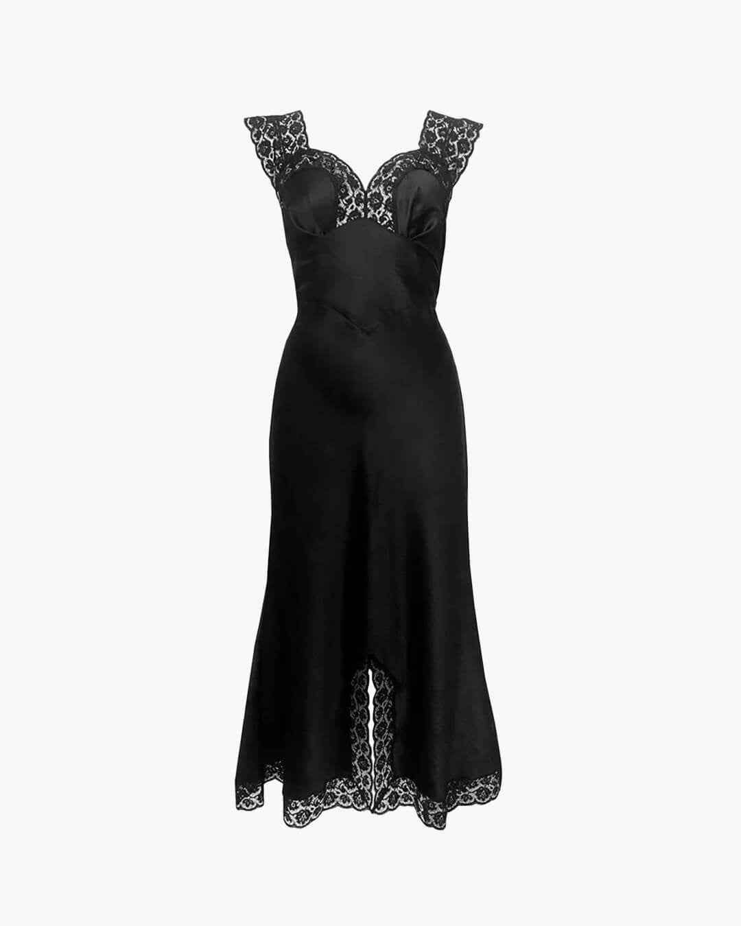 SOERA Piper Satin Lace Maxi Dress - Dresses - 1005009954790316-;Hm1774621553238043170 Black M