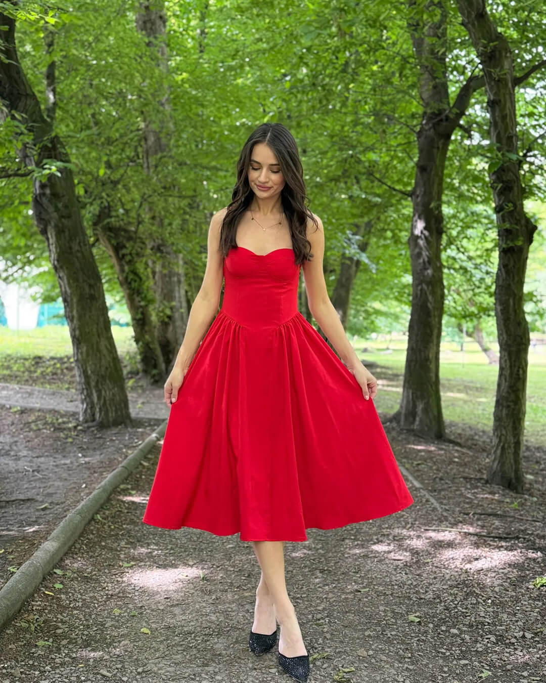 SOERA Sylvia Sleeveless Strap Midi Dress - Dresses - NW1774532669739168712 Red XS