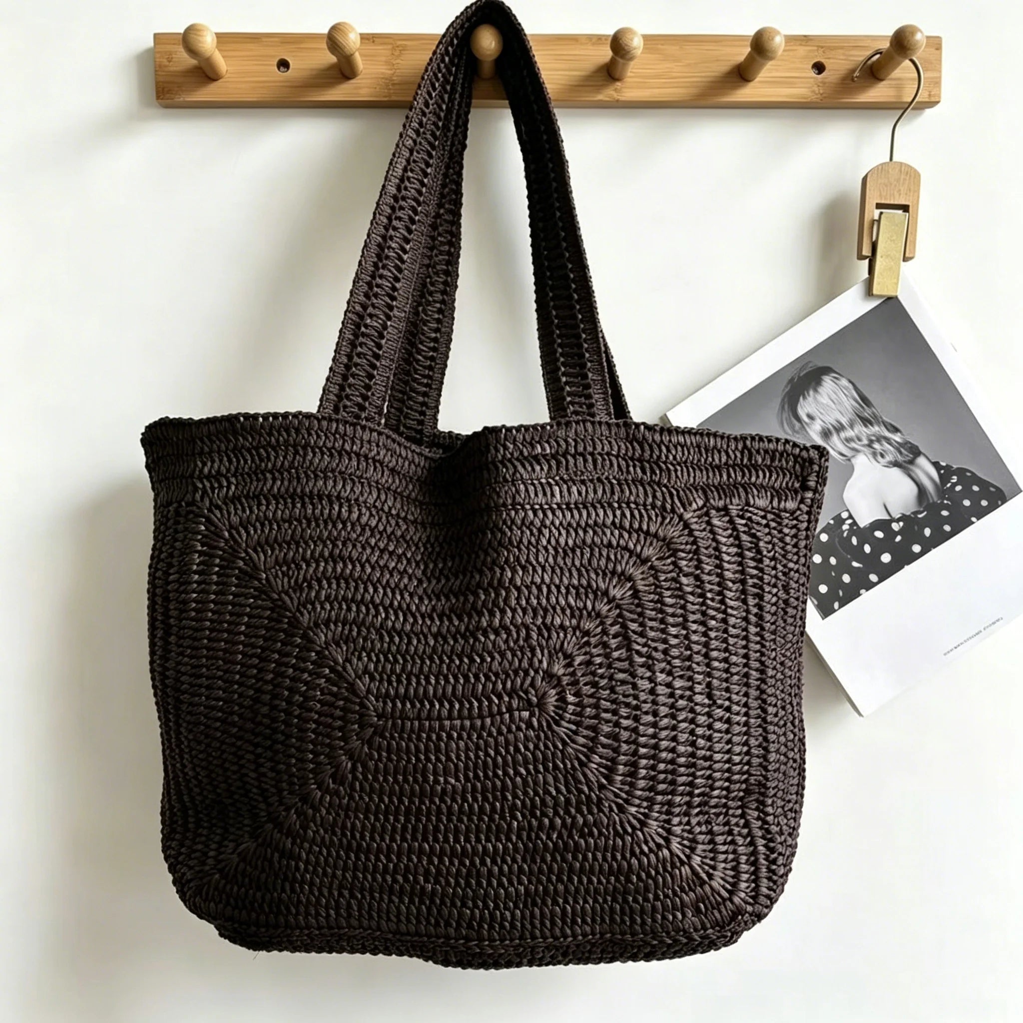 SOERA Hannie Bohemian Woven Beach Tote Bag - Handbags -  Dark Brown
