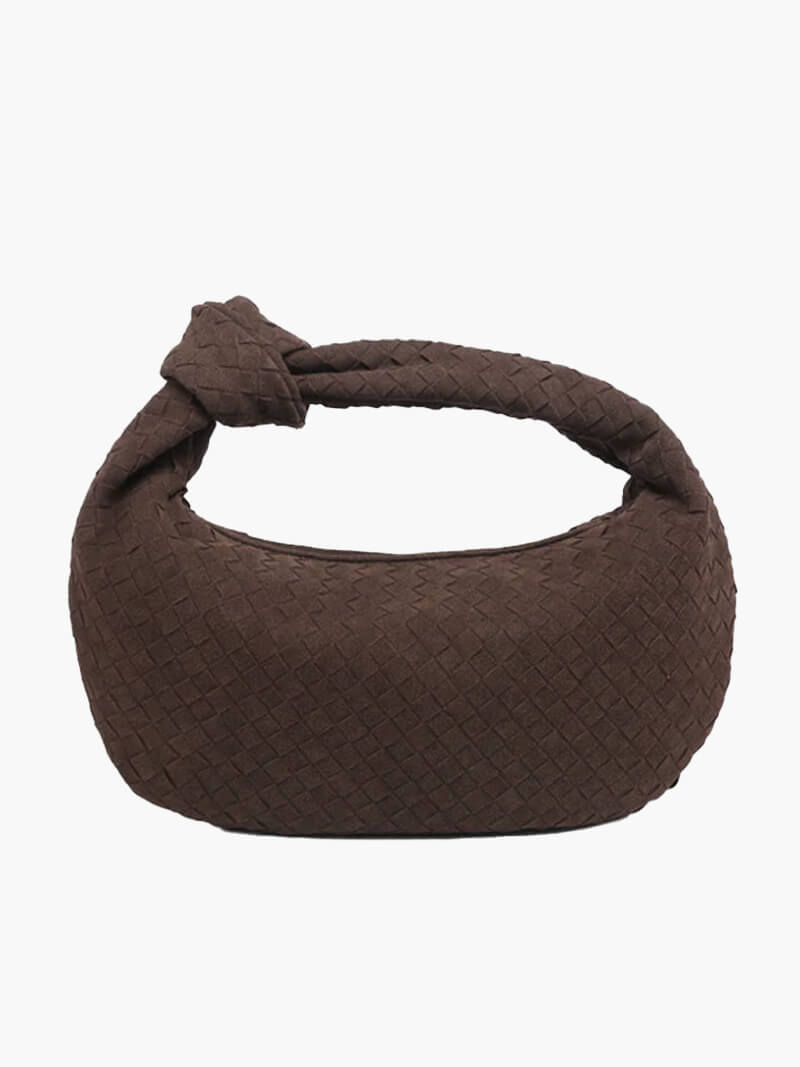 SOERA Woven bag medium suede - Handbags - DBAD2-WK285003 Coffee