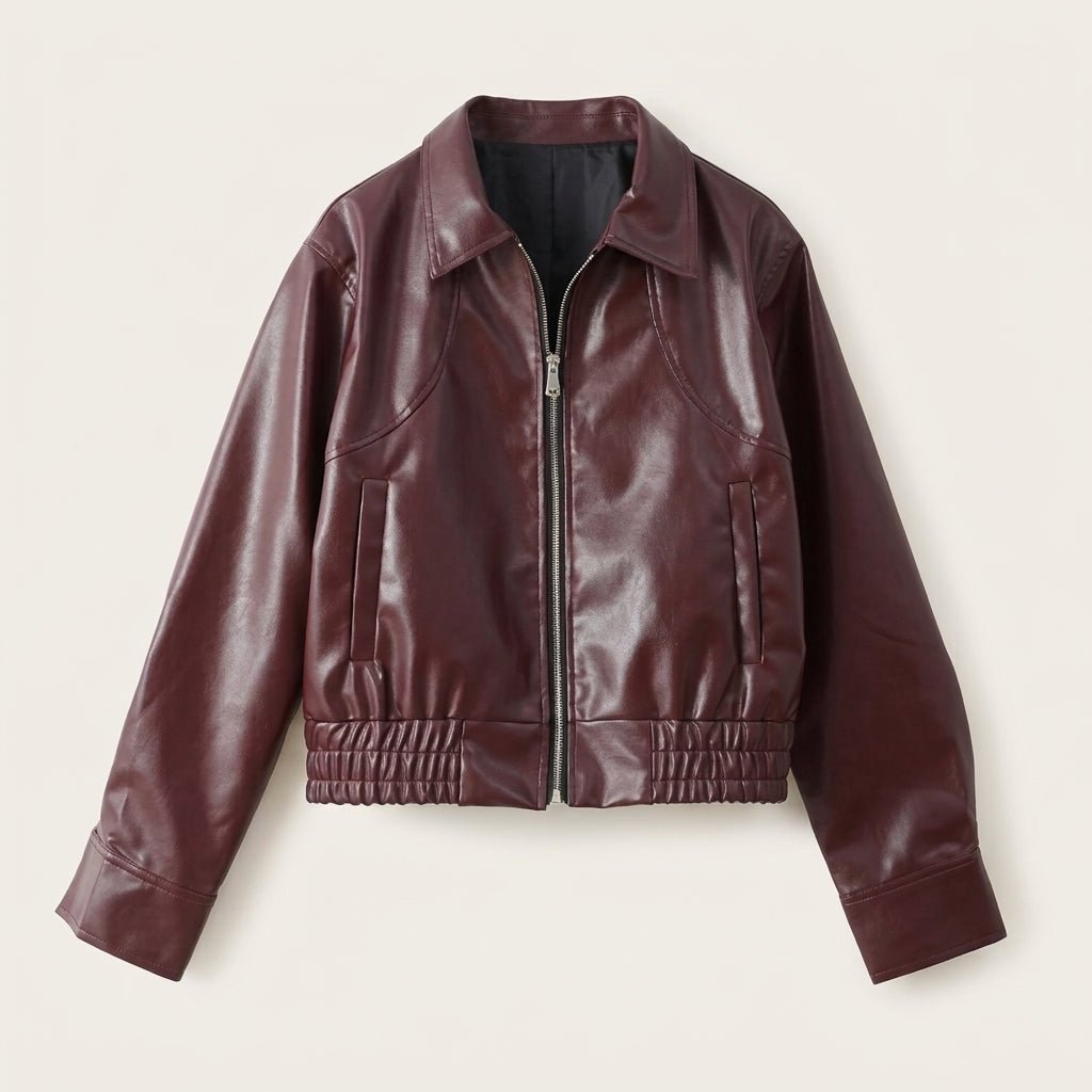 SOERA Fiona Faux Leather Lapel Jacket - Jacket - SOERA-887299-WIN-S-53667 Wine Red S