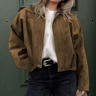 Nina vintage kaki suède-achtige jas
