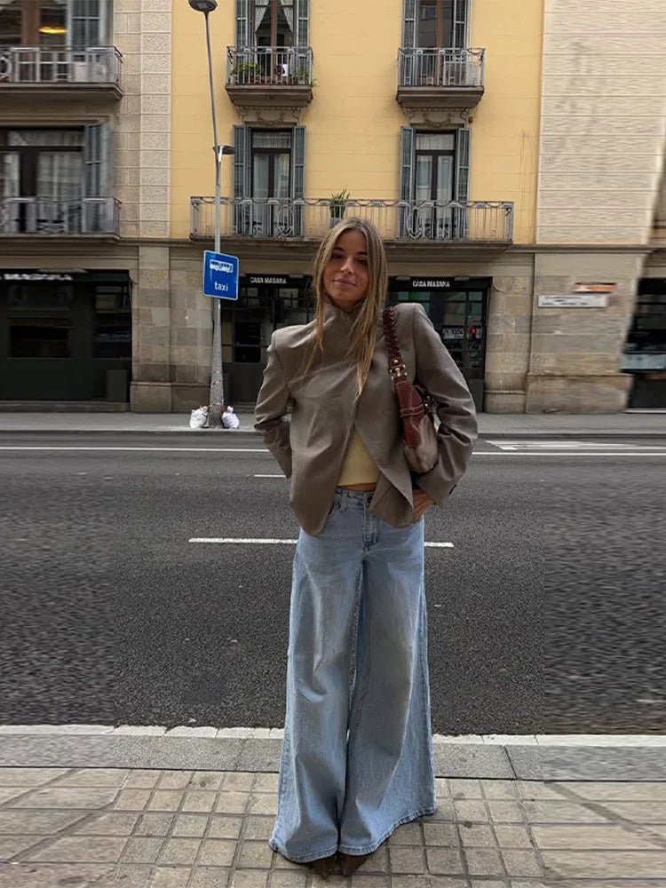 SOERA Noa Solid Stand Collar Blazer Jacket - Jacket -  Beige XS