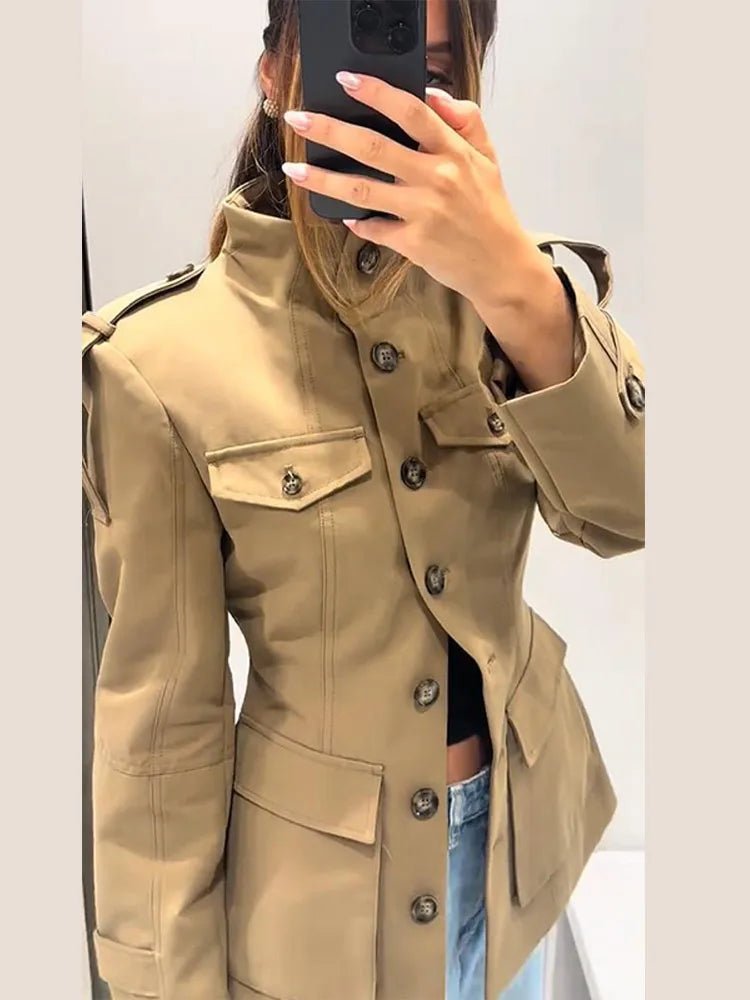 SOERA Rebecca Tailored Stand Collar Jacket - Jacket - SOERA-445955-DBE-XS-64227 Beige XS