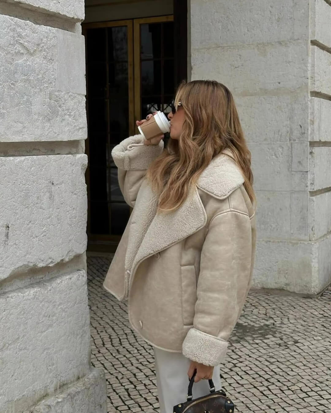 SOERA Arianne Sherpa Faux Leather Jacket - Jackets - NG1765197968551684539 L Creme