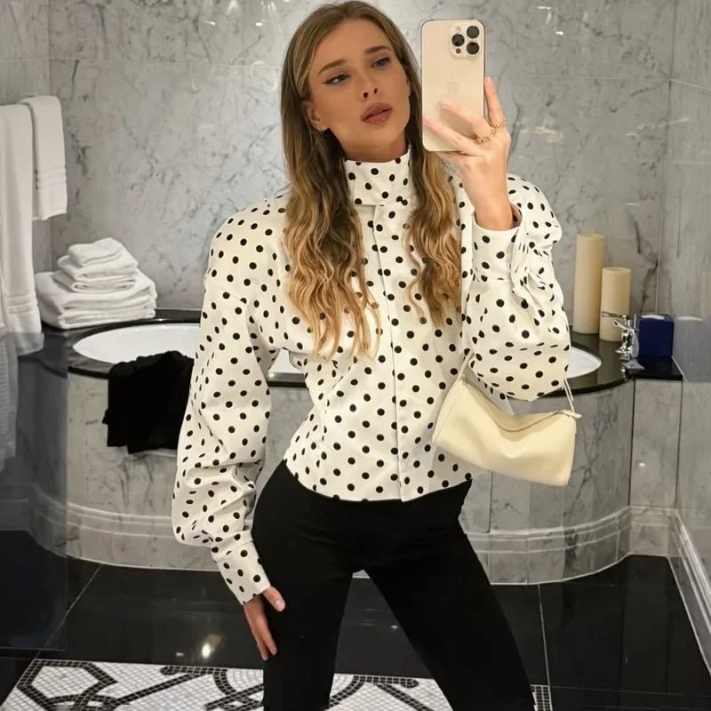 SOERA Caryl Stand Collar Polka Dot Jacket - Jackets - 1005009631661786-;HH1774869403517272188 M