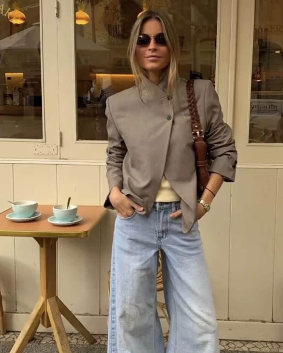 SOERA Cleo High Collar Button Closure Blazer - Jackets - 1005011830937893-;Nb1775592293444723788 Stone Gray XS