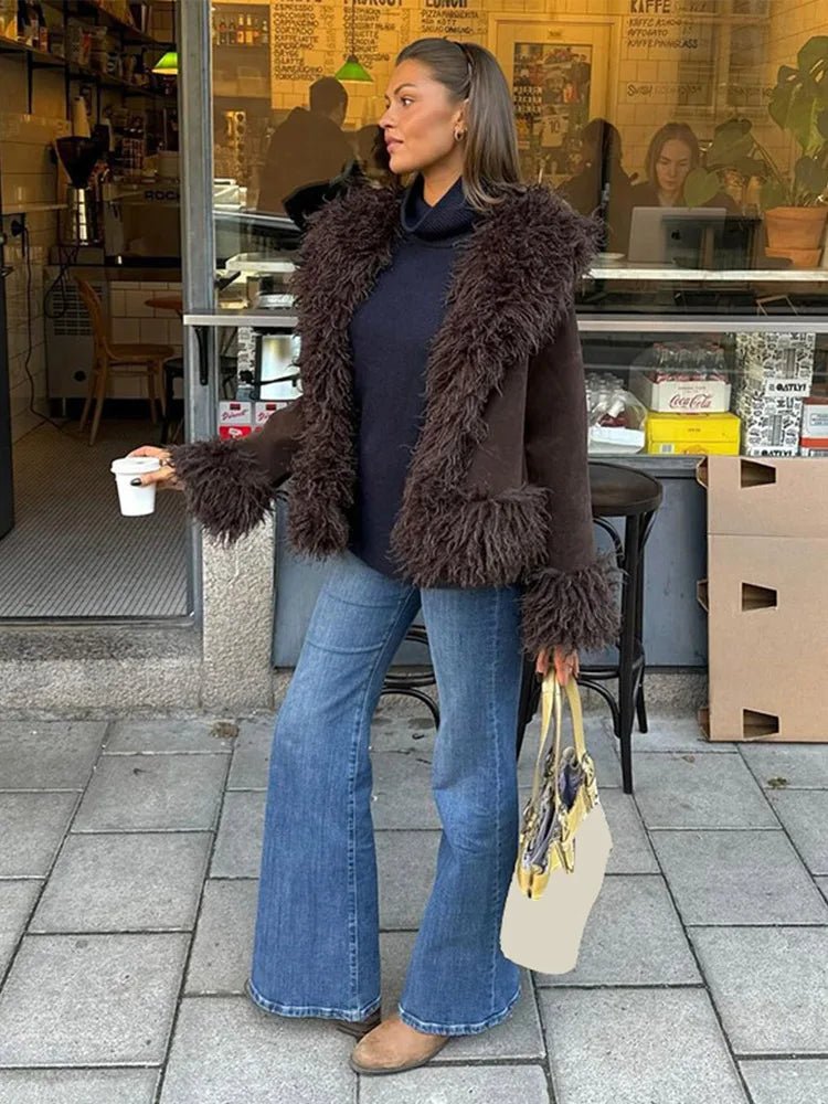 SOERA Daisy Plush Faux Fur Coat - Jackets - ux1760630816270342741 Brown L